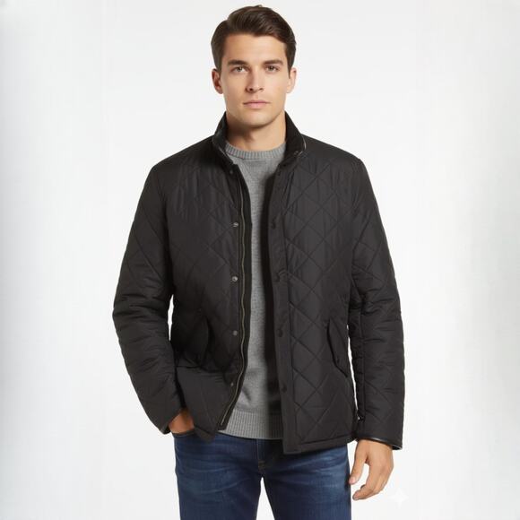 Barbour Powell Quilted Jacket Men's XL Black - Picture 1 of 10